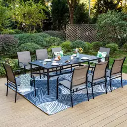 Black 9-Piece Metal Slat Rectangle… — Photo 2