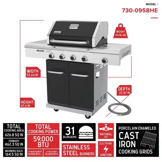 Deluxe 4-Burner Dual Fuel Gas… — Photo 2