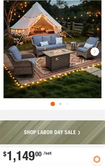 Joyoung 5-Piece Wicker Patio Fire… — Photo 1