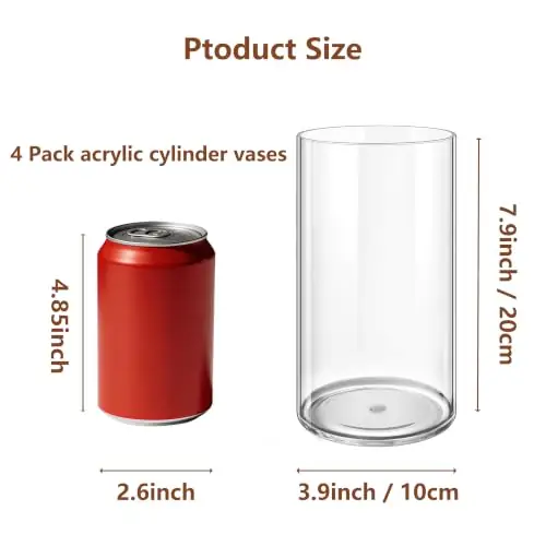 4 Pack Acrylic Cylinder Vases… — Photo 3