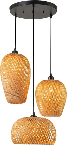 Rattan Pendant Light, 3-Lights, Boho… — Photo 1