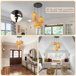 Rattan Pendant Light, 3-Lights, Boho… — Photo 3
