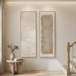 Large Framed Beige Cream Abstract… — Photo 1