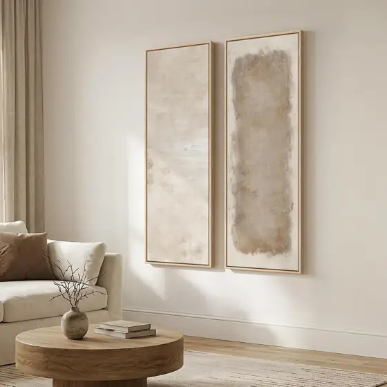 Large Framed Beige Cream Abstract… — Photo 2