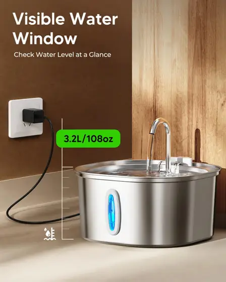 PEKTACO Cat Water Fountain, 3.2L/108oz… — Photo 3