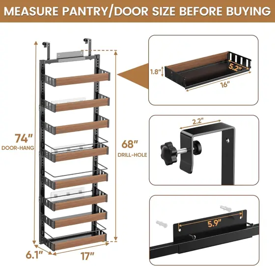 POKIPO 8-Tier Over-the-Door Pantry Organizer,… — Photo 2