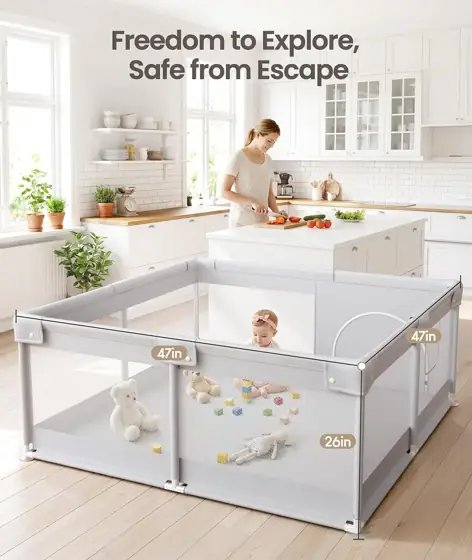 Fodoss Baby Playpen, 47 47in… — Photo 2