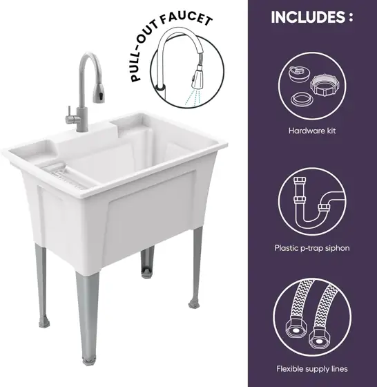 Freestanding Utility Sink with Stainless… — Photo 2