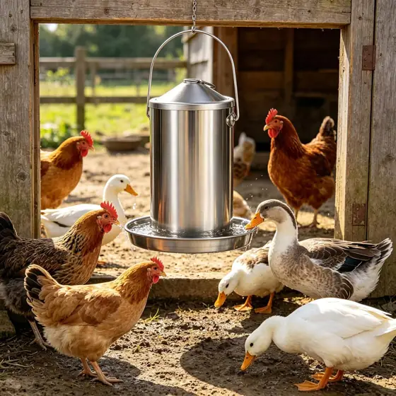 Stainless Steel Chicken Waterer Gravity-Fed… — Photo 2