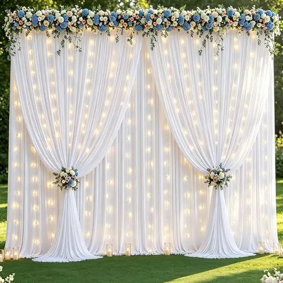 10x10ft White Backdrop Curtains with… — Photo 1