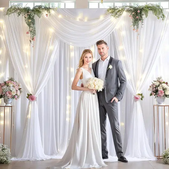 10x10ft White Backdrop Curtains with… — Photo 3