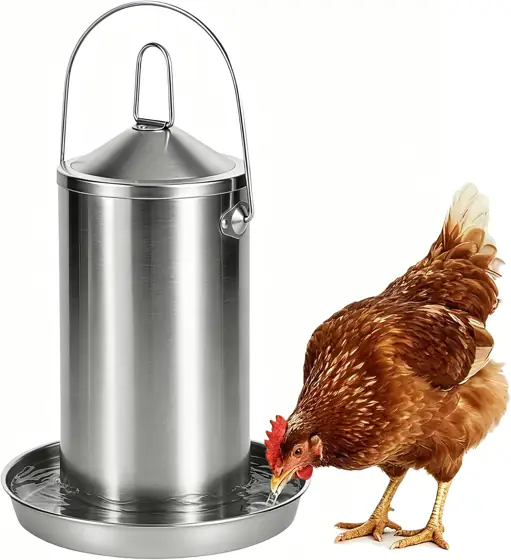 Stainless Steel Chicken Waterer Gravity-Fed… — Photo 1