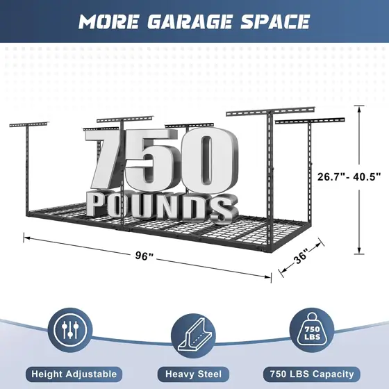 3X8FT Overhead Garage Storage Rack… — Photo 2