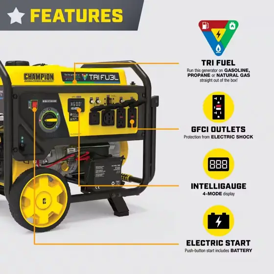 11,500/9,200-Watt Tri-Fuel Portable Generator with… — Photo 3