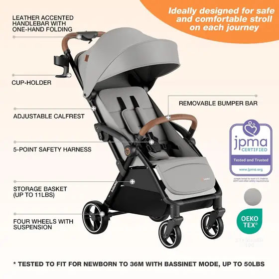 Auto-Fold Lightweight Travel Stroller for… — Photo 4