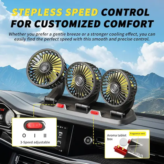 Portable 3-Head Car Cooling Fan… — Photo 4