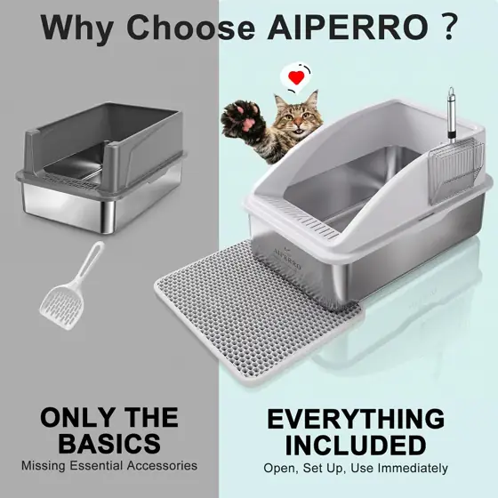 AIPERRO Stainless Steel Litter Box… — Photo 3