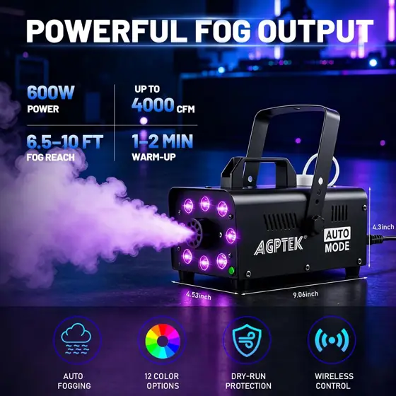 AGPTEK Fog Machine, 12 Colors,… — Photo 4
