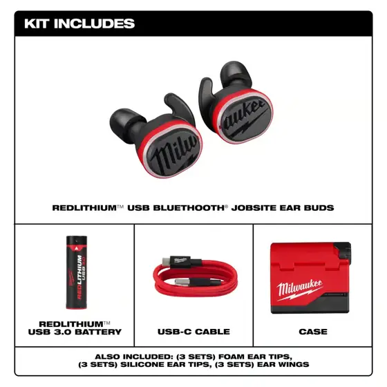 Milwaukee Redlithium Bluetooth Ear Plugs/Ear… — Photo 2