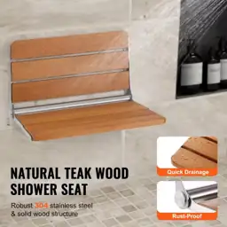Folding Teak Shower Seat, 20.9… — Photo 2