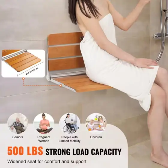 Folding Teak Shower Seat, 20.9… — Photo 3
