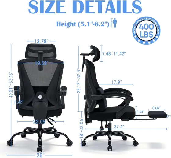 Office Chair with Footrest, Adjustable… — Photo 2