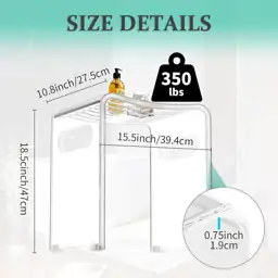 Modern Acrylic Shower Bench, Clear… — Photo 2