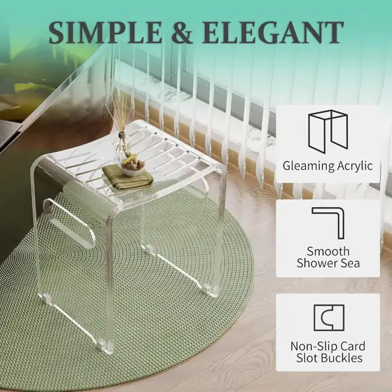 Modern Acrylic Shower Bench, Clear… — Photo 3