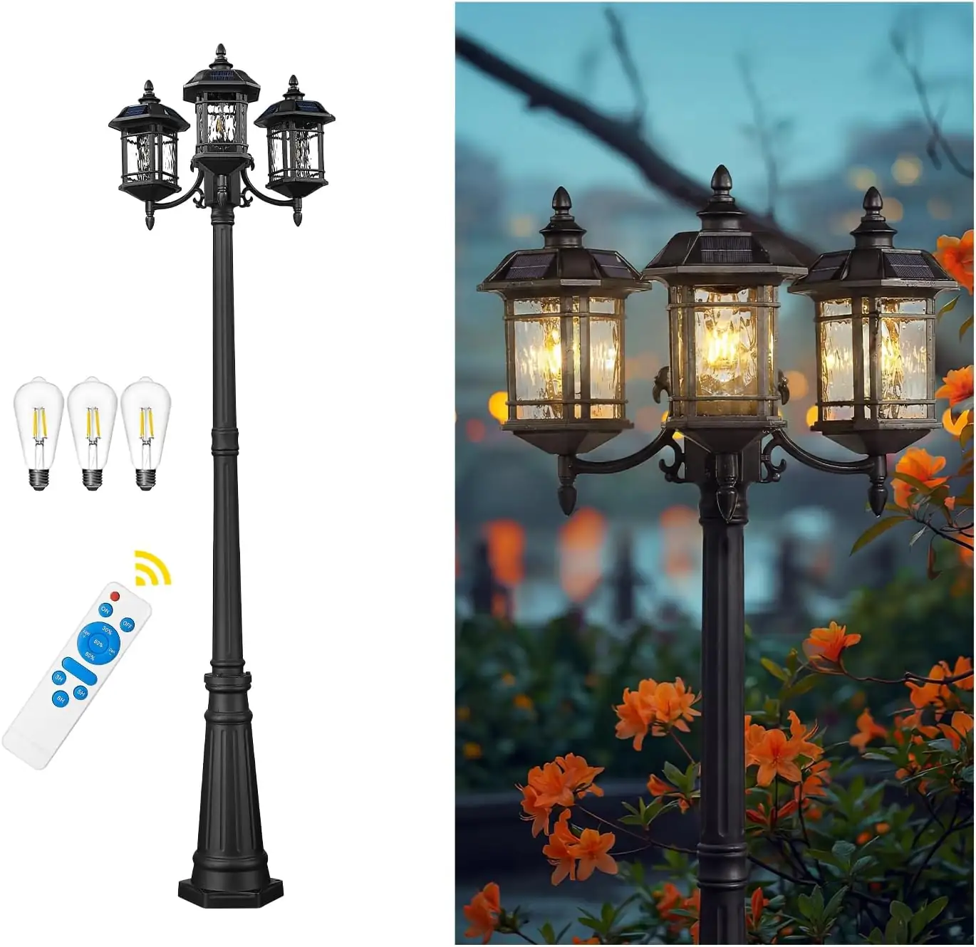 Emliviar 3-Head Solar Post Lamp,… — Photo 1