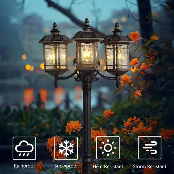Emliviar 3-Head Solar Post Lamp,… — Photo 3