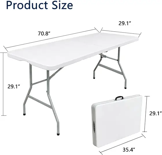 6ft Folding Table with Handle,… — Photo 3