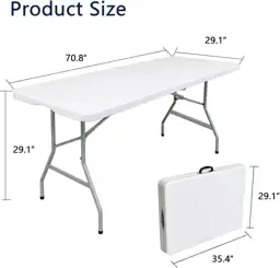 6ft Folding Table with Handle,… — Photo 3