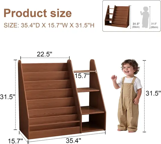 DONGMUWUEJEE Solid Wood Kids Bookshelf,… — Photo 3
