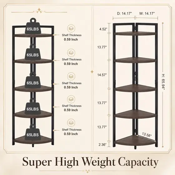 FATORRI Rustic Tall Corner Shelf,… — Photo 2