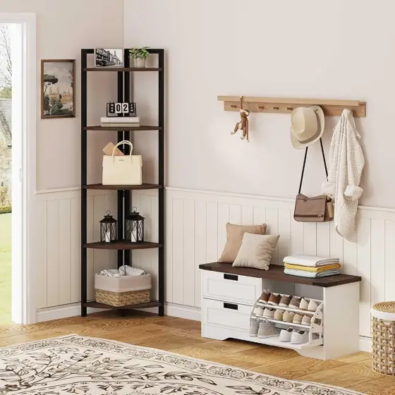 FATORRI Rustic Tall Corner Shelf,… — Photo 3