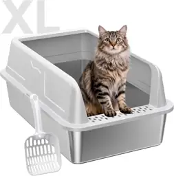 High-Sided Stainless Steel XL Cat… — Photo 1