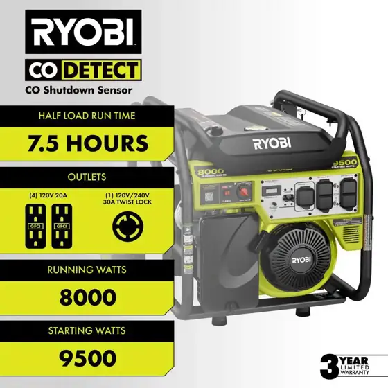 8000-Watt Recoil Start Gasoline Powered… — Photo 2