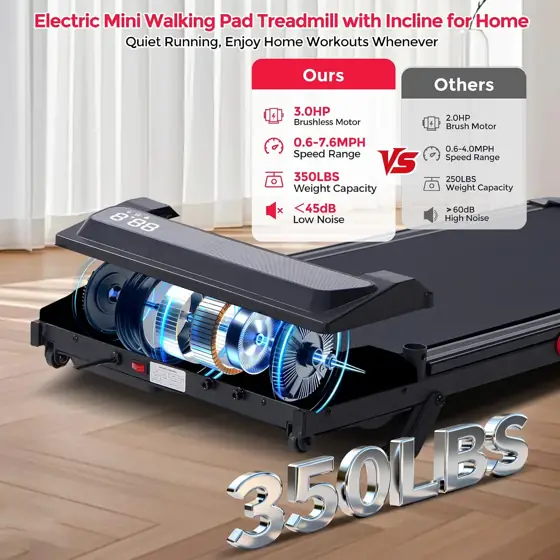 Portable Walking Pad Treadmill with… — Photo 3
