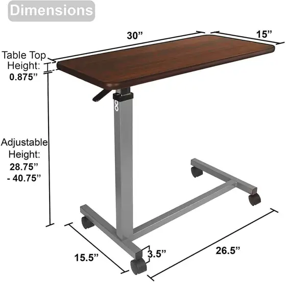 Vaunn Medical Adjustable Overbed Bedside… — Photo 3