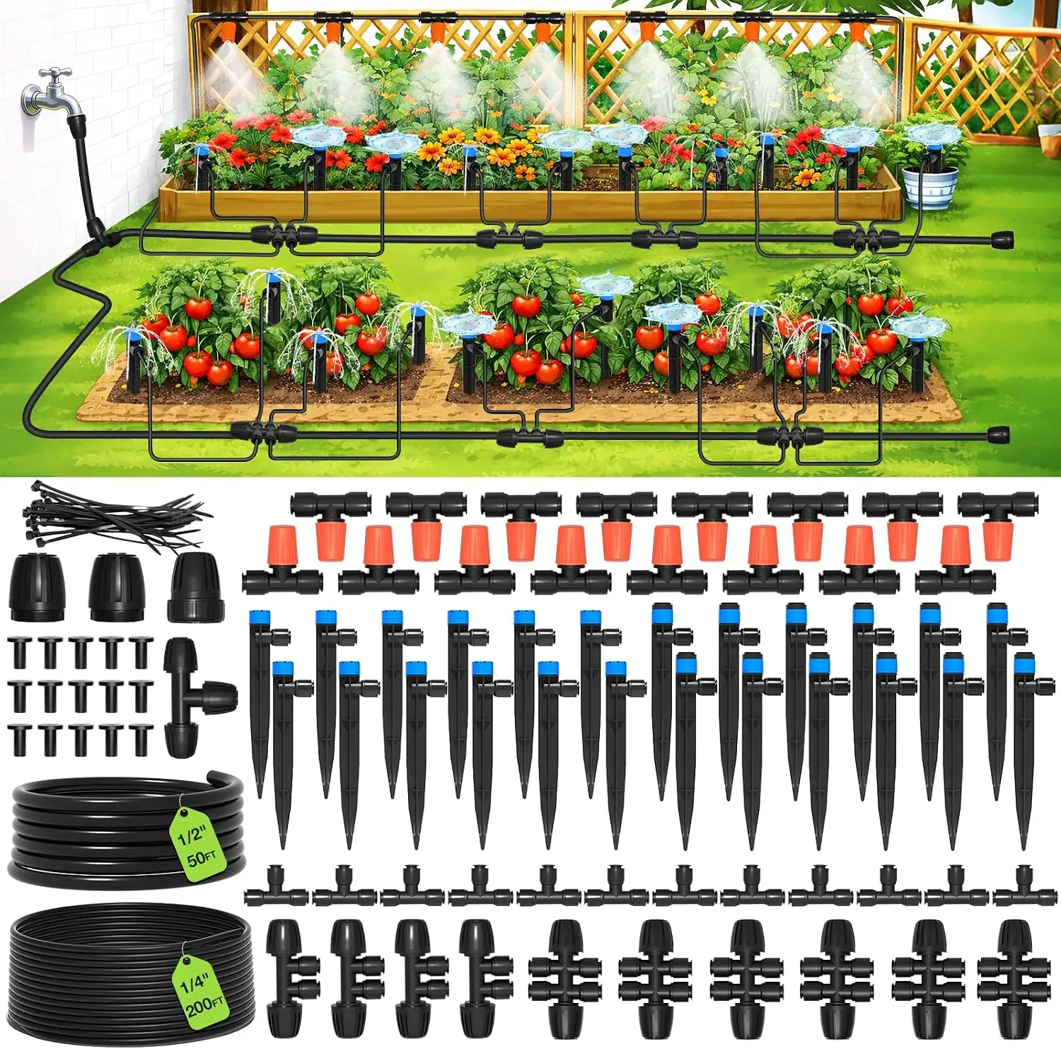 MIXC 250FT Drip Irrigation Kit… — Photo 1