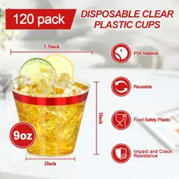 120 Pcs Red 9oz Plastic… — Photo 2