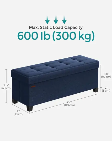 SONGMICS Storage Ottoman Bench, Foldable… — Photo 2