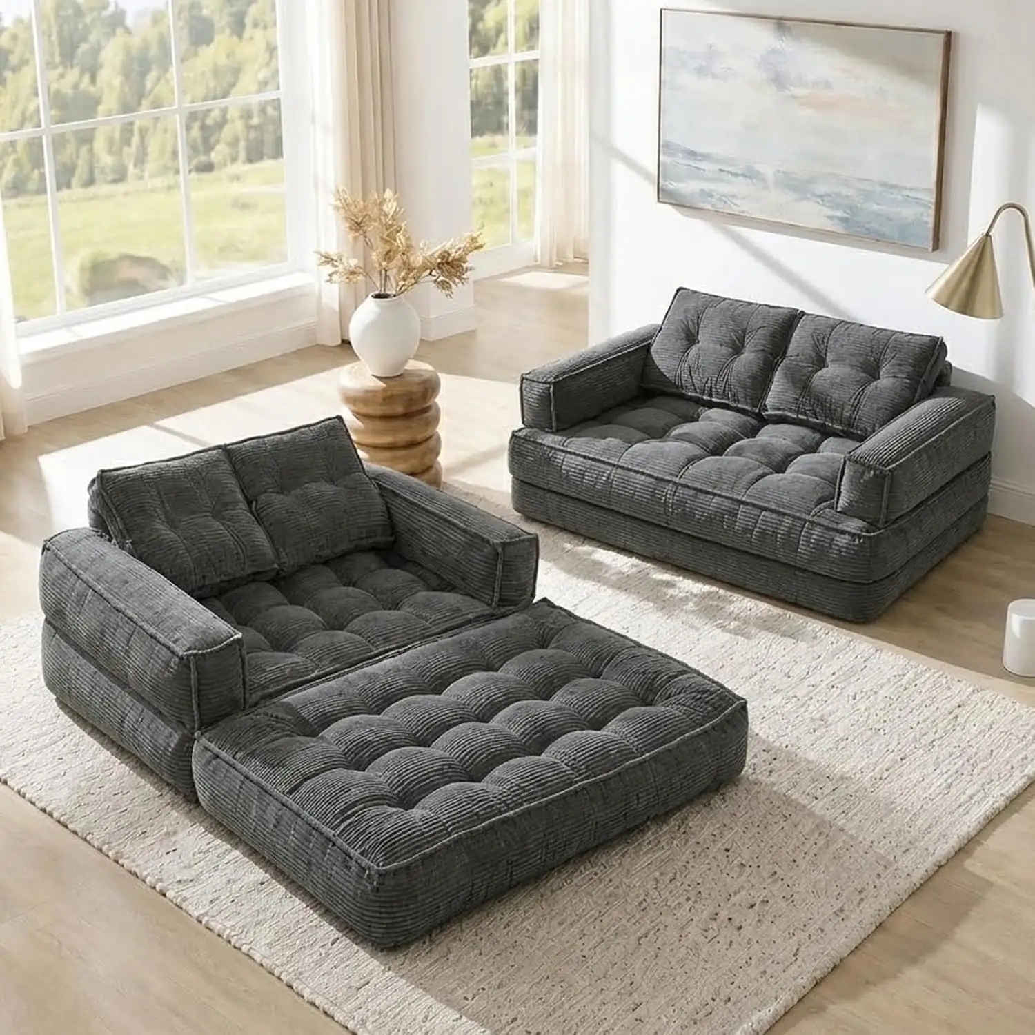 Corduroy Folding Sofa Bed, Fold… — Photo 1