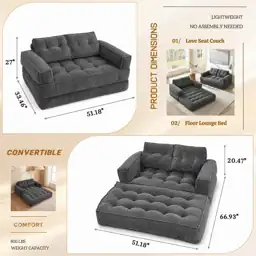 Corduroy Folding Sofa Bed, Fold… — Photo 2