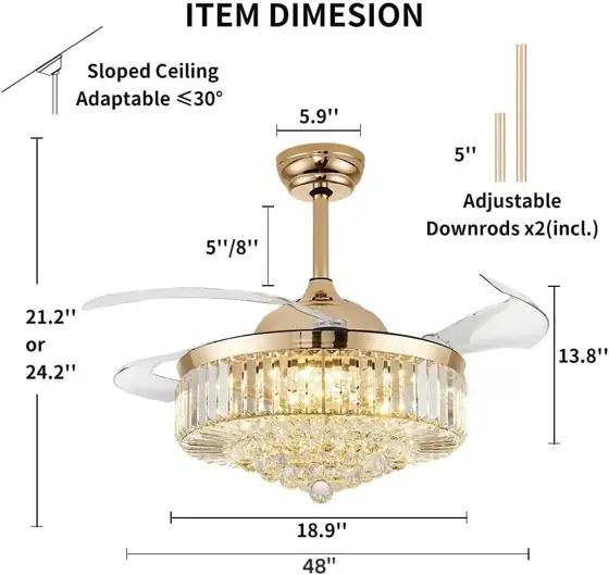 48' Crystal Fandelier Ceiling Fan… — Photo 2