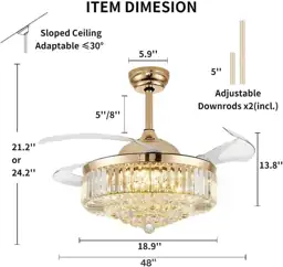 48' Crystal Fandelier Ceiling Fan… — Photo 2