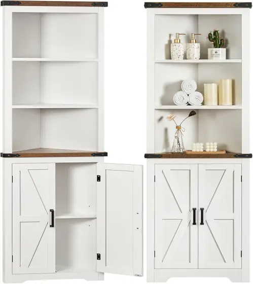 TEENFON Farmhouse Corner Cabinet, 70"… — Photo 1