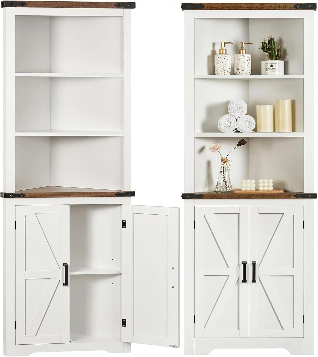 TEENFON Farmhouse Corner Cabinet, 70"… — Photo 1