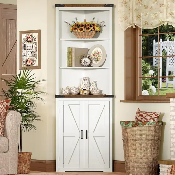 TEENFON Farmhouse Corner Cabinet, 70"… — Photo 2