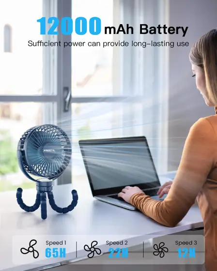 FRIZCOL 12000mAh Portable Stroller Fan… — Photo 2